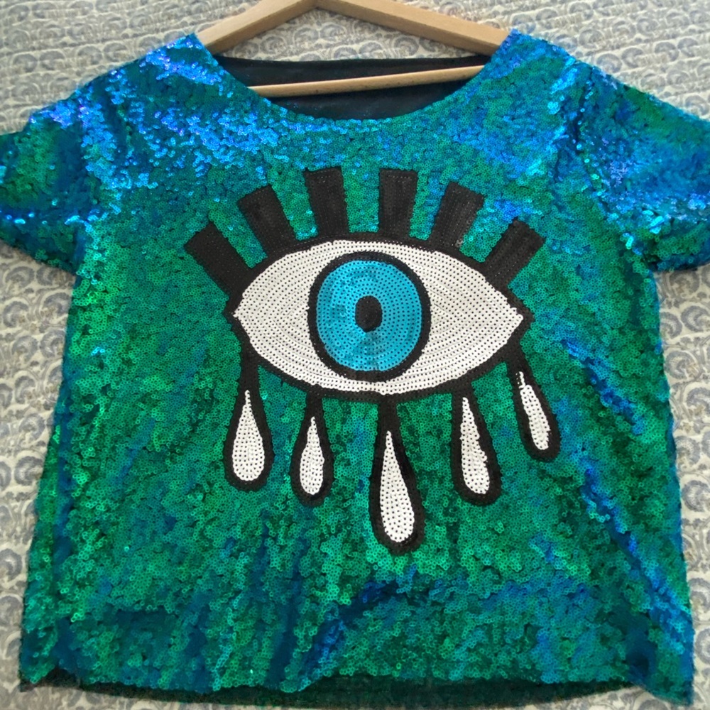 Evil eye top , worn once , size small